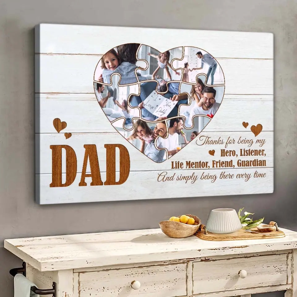 Dad Thanks For Being My Hero - Custom Canvas Poster - Father's Day Gifts