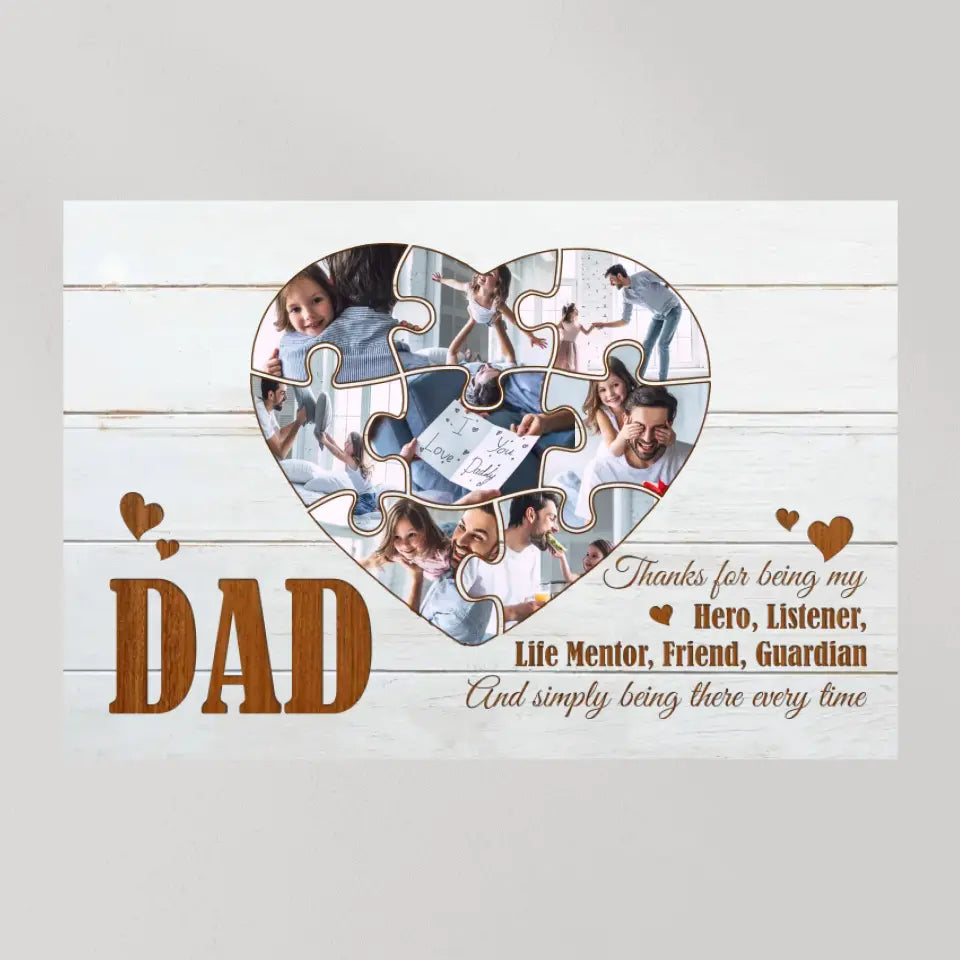 Dad Thanks For Being My Hero - Custom Canvas Poster - Father's Day Gifts