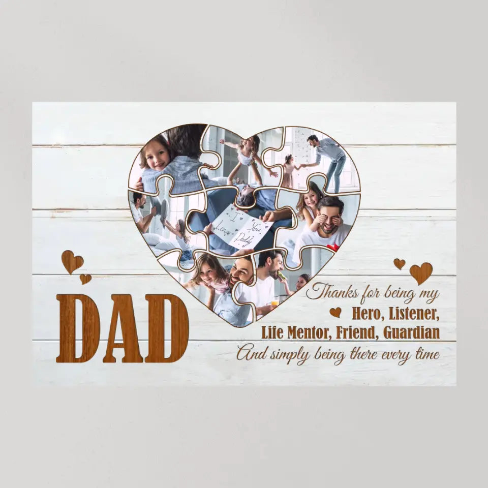 Dad Thanks For Being My Hero - Custom Canvas Poster - Father's Day Gifts