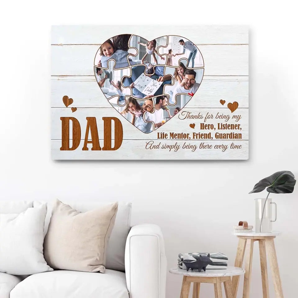 Dad Thanks For Being My Hero - Custom Canvas Poster - Father's Day Gifts