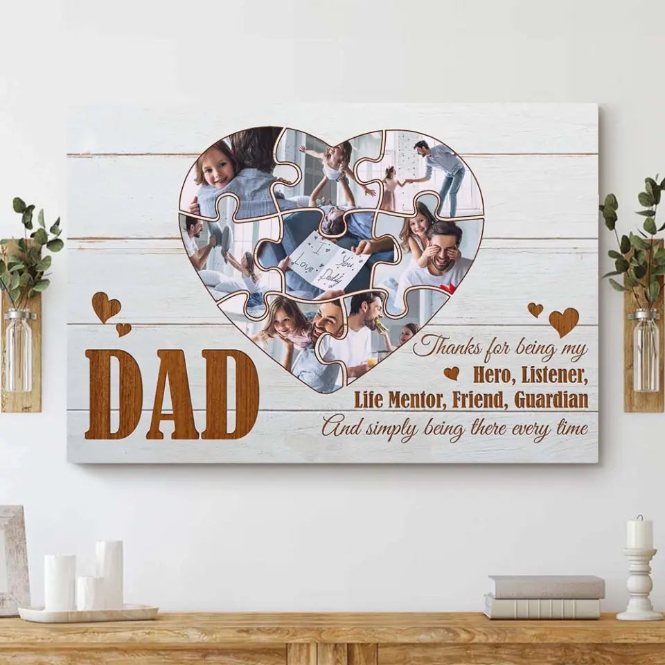 Dad Thanks For Being My Hero - Custom Canvas Poster - Father's Day Gifts