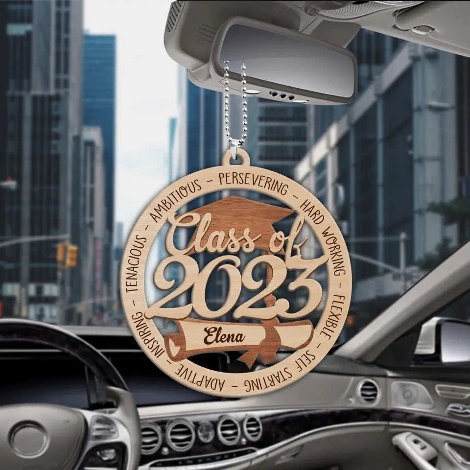 Class Of 2025 Ambitious Persevering Hard Working Flexible - Custom Name Wooden Ornament - Graduation Gifts | 306IHPNPOR627
