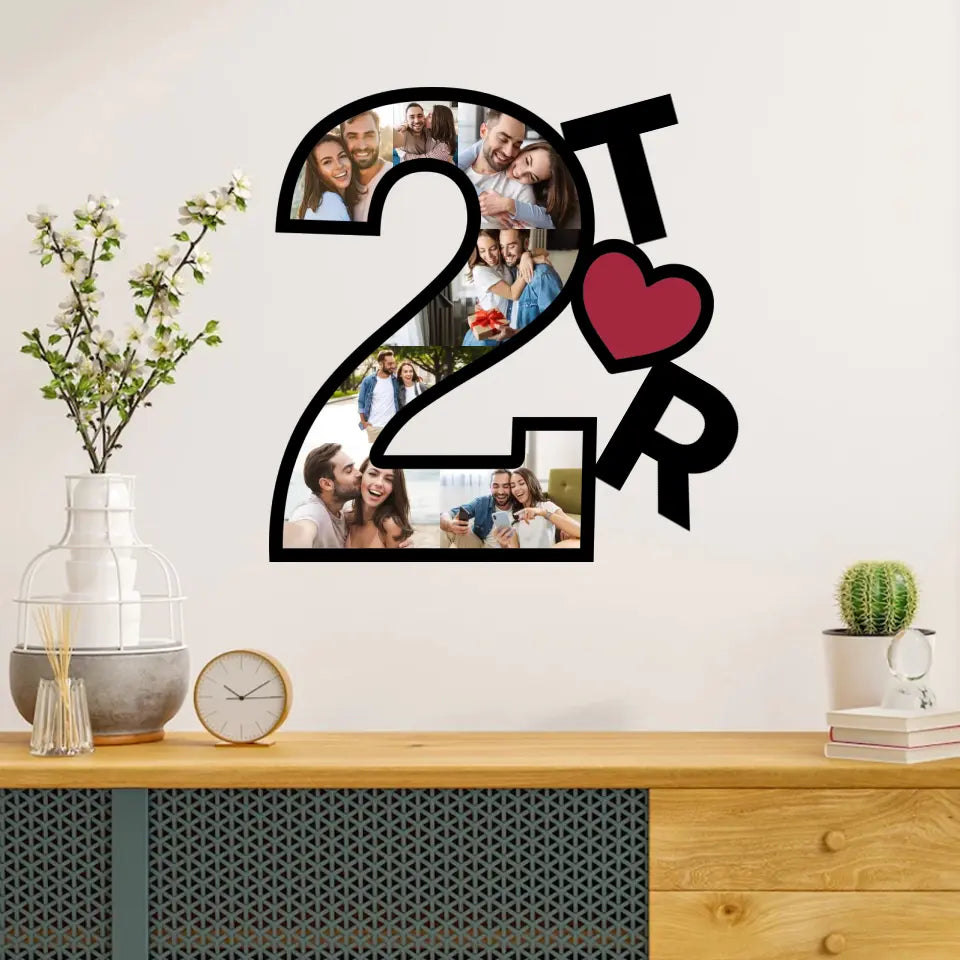 Couple Wooden Sign 2nd Anniversary Gift For Couple - 2 Years Of Anniversary Of Marriage Loving Custom Art Piece