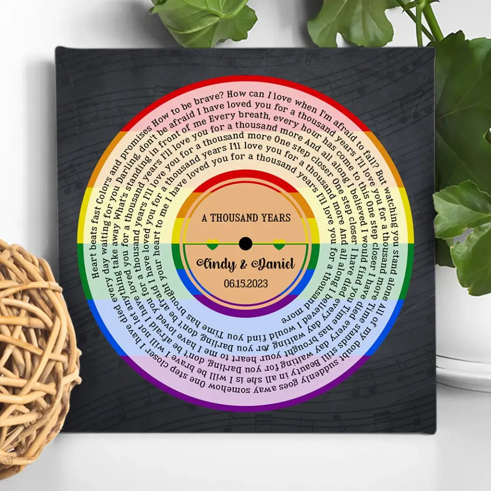 LGBT Pride - Custom Song & Lyrics - Square Canvas Poster - Wedding Anniversary Gift For Gay Lesbian Couples