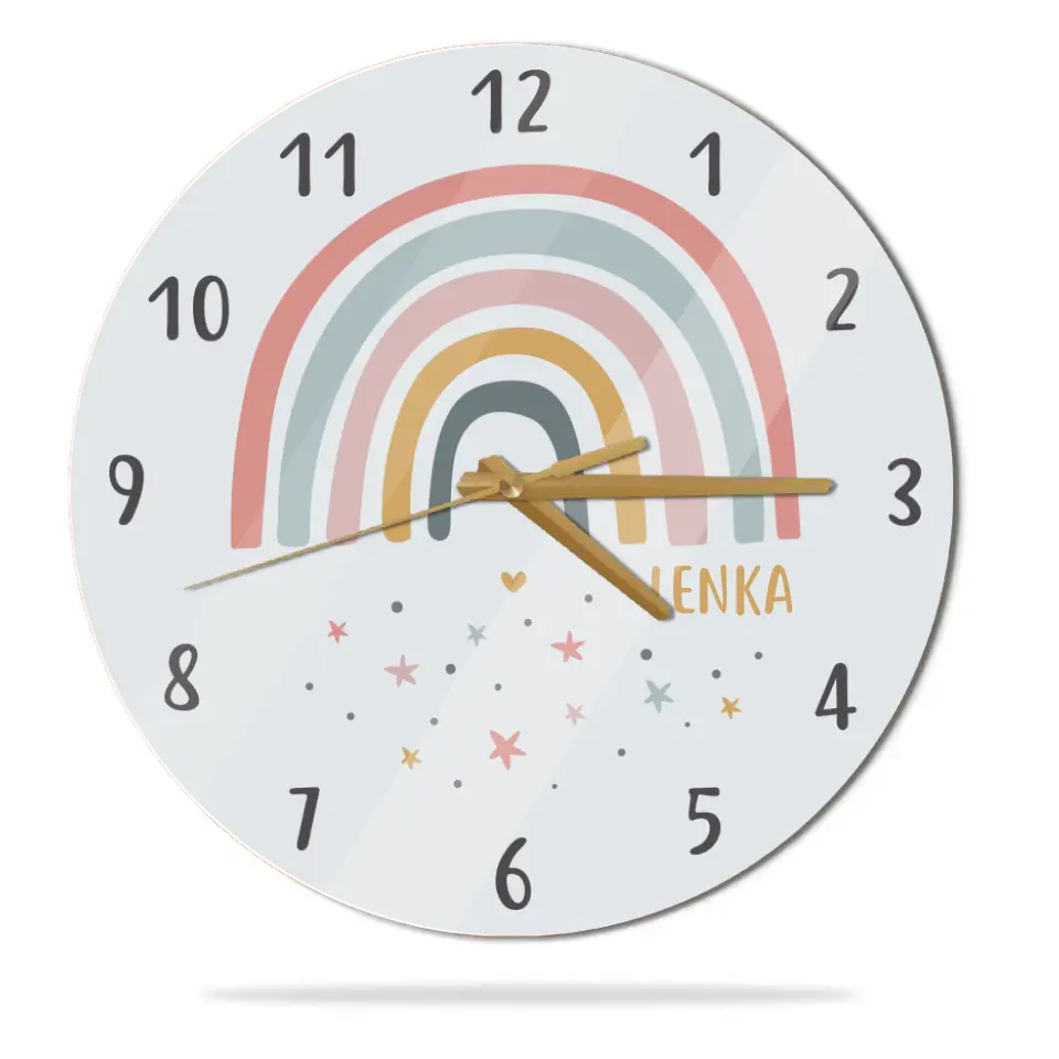 Cute Rainbow And Stars Custom Wall Clock Birthday Gift For Kids
