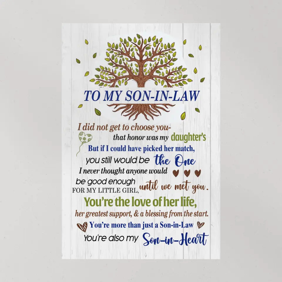 To My Son-In-Law - Wall Art Canvas/poster - Anniversary, Wedding Gift for Son in Law from Mother in Law
