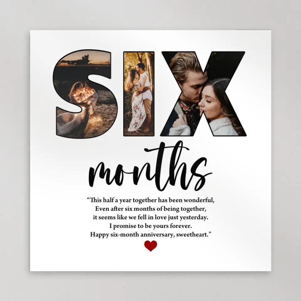 Six Months Anniversary - Custom Photo Canvas Poster - 6 Months Anniversary Gift