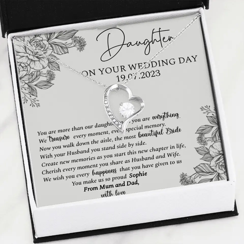 On Your Wedding Day Personalized Necklace Gift For Daughter On Wedding Day