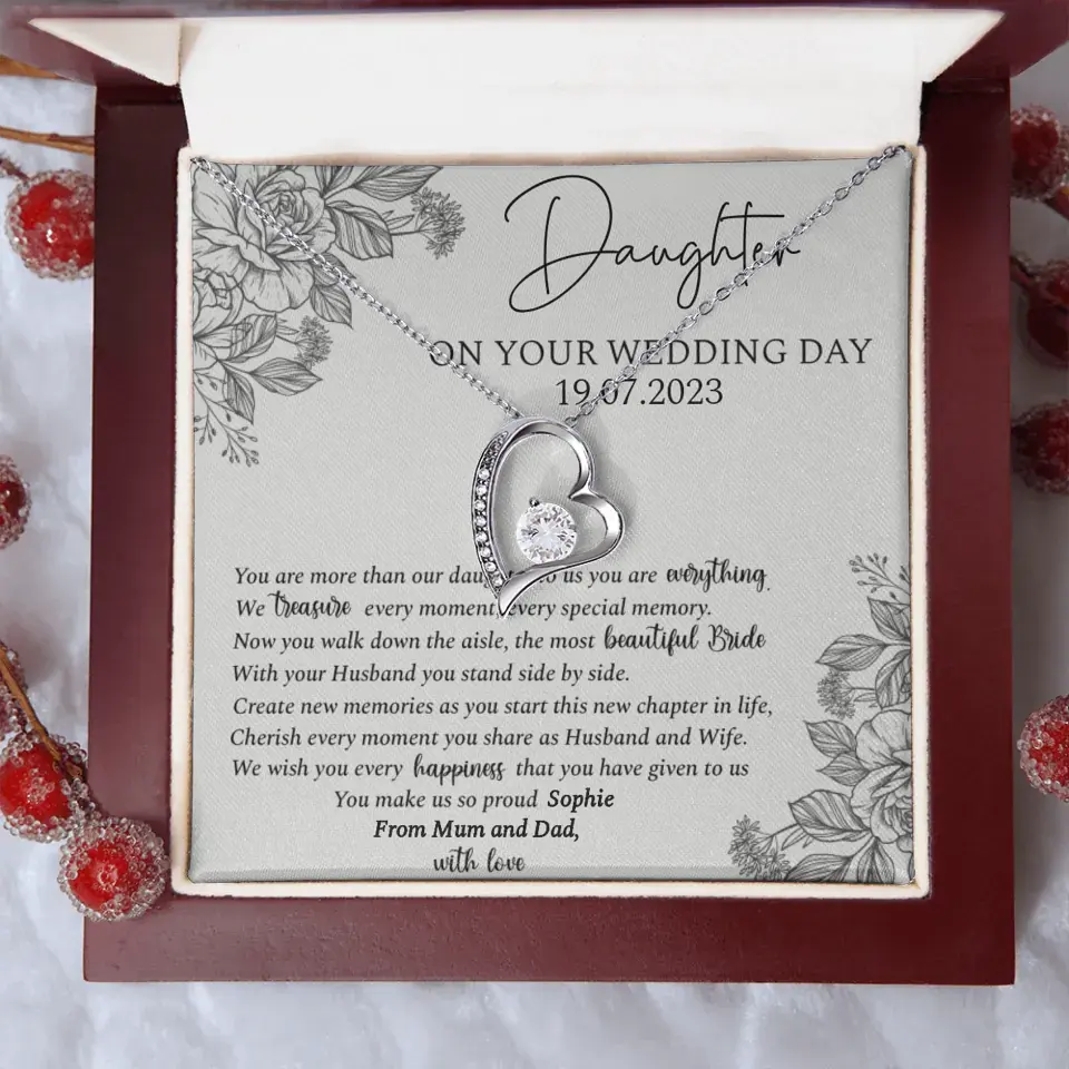 On Your Wedding Day Personalized Necklace Gift For Daughter On Wedding Day