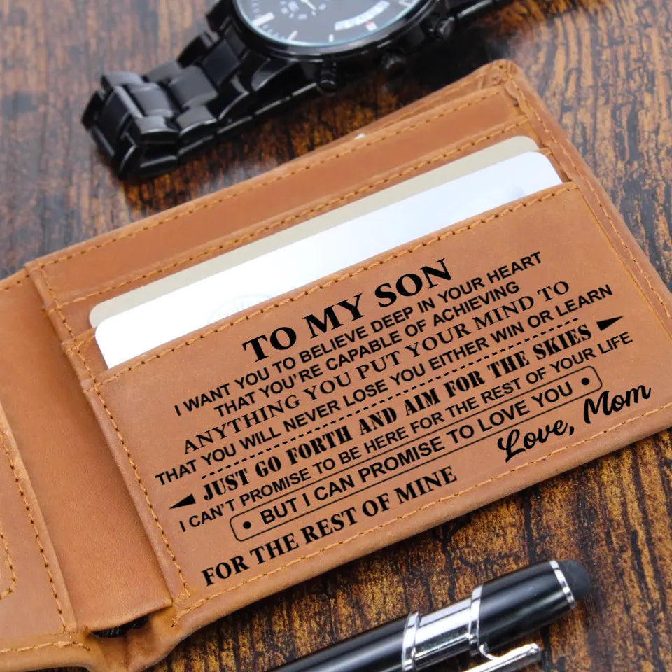 To My Son Just Go Forth And Aim For The Skies - Special Men's Leather Wallet - Best Gift For Him For Son from Dad/Father On Anniversaries Birthdays - 303IHPNPLW331