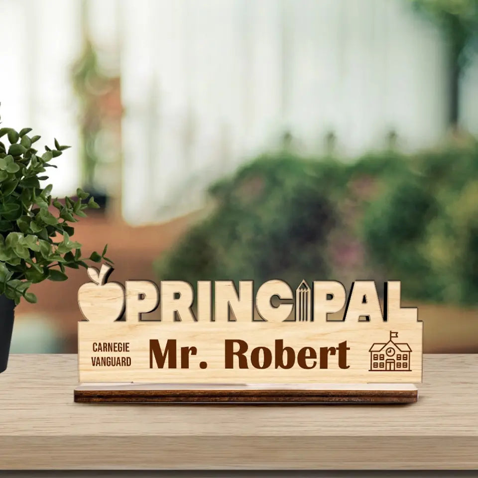 Desk Name Sign School Principal Name - Wooden Plaque - Gift for School Principal | 306IHPLNWP796