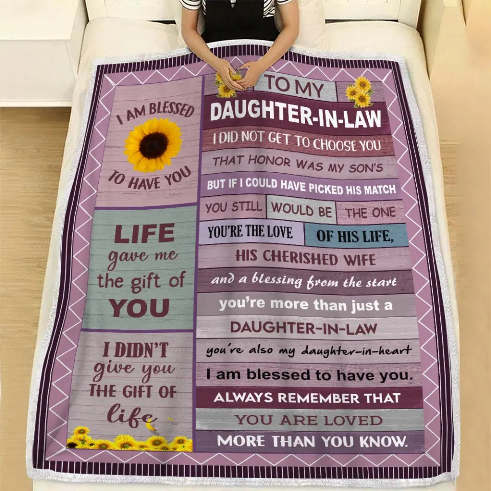 To My Daughter In Law I Am Blessed To Have You Blanket Gift For Daughter In Law