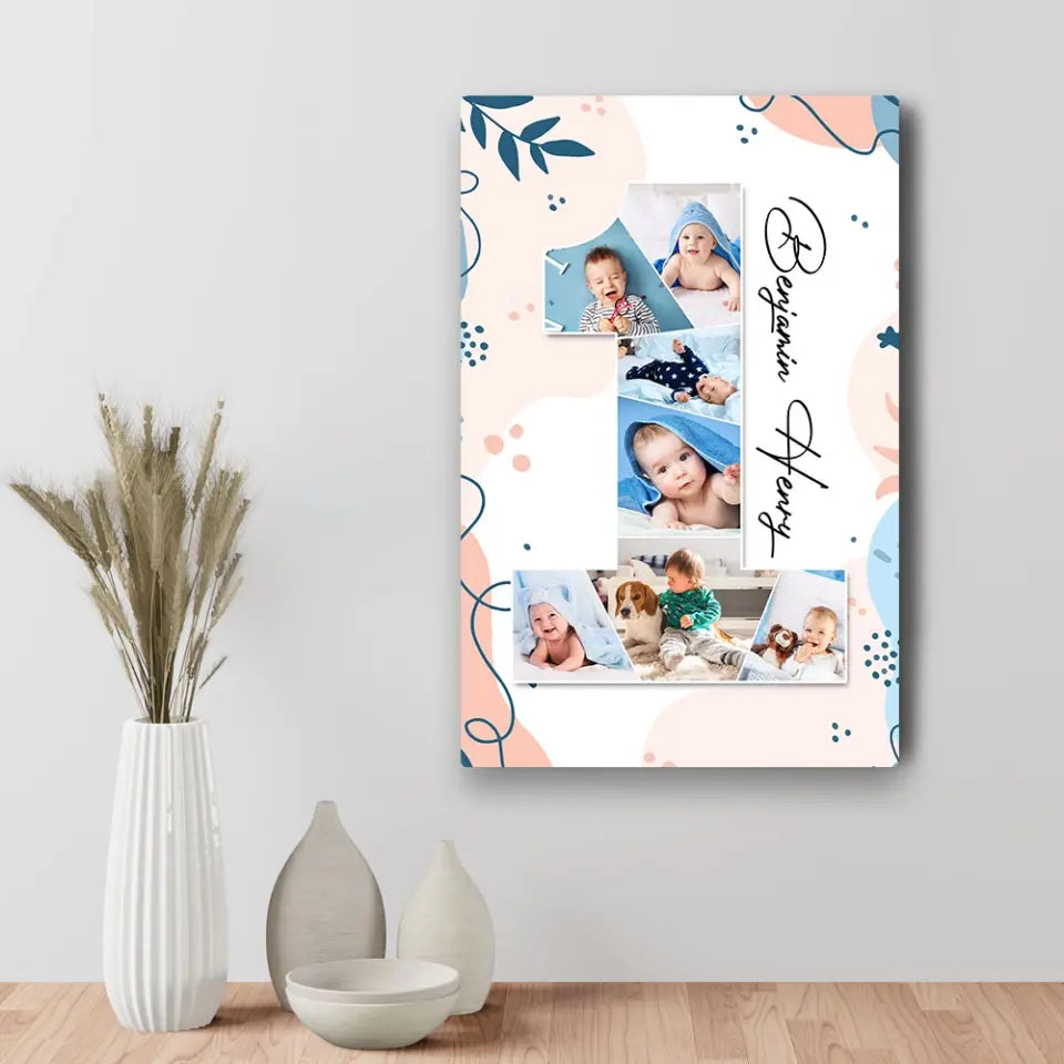 One Year Old - Upload Photo Canvas/Poster - Birthday Gift | 305IHPLNCA613