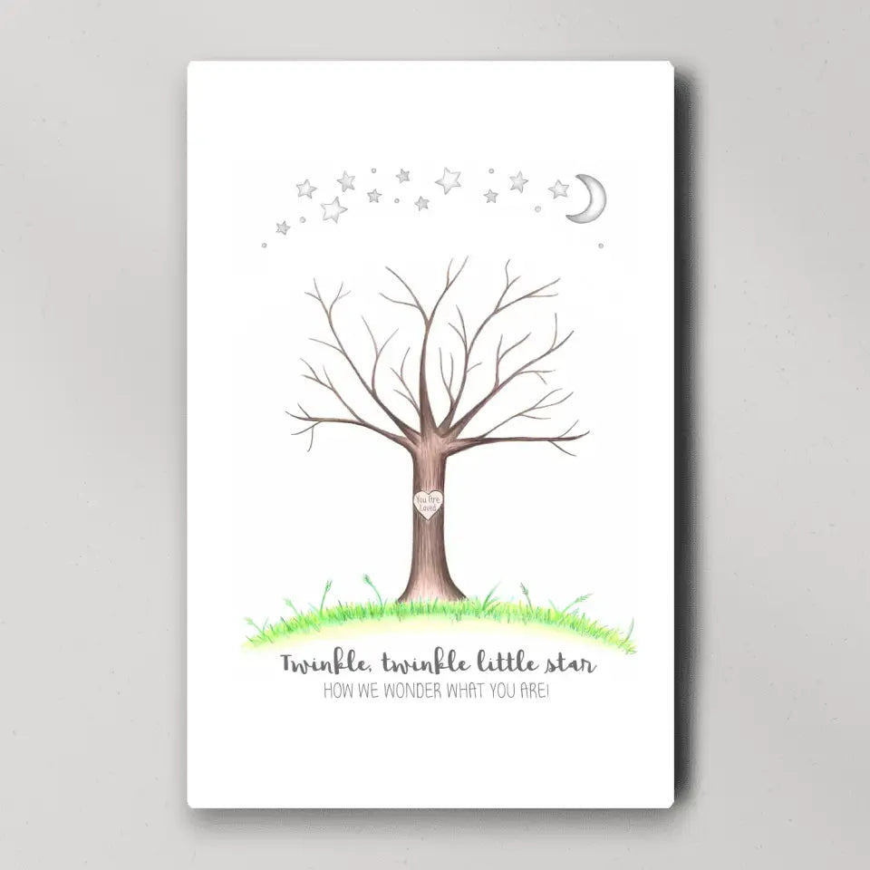 Twinkle Twinkle Little Star Fingerprint Canvas Poster Gender Reveal Gifts