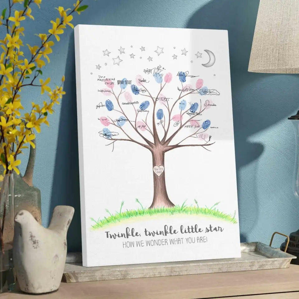 Twinkle Twinkle Little Star Fingerprint Canvas Poster Gender Reveal Gifts