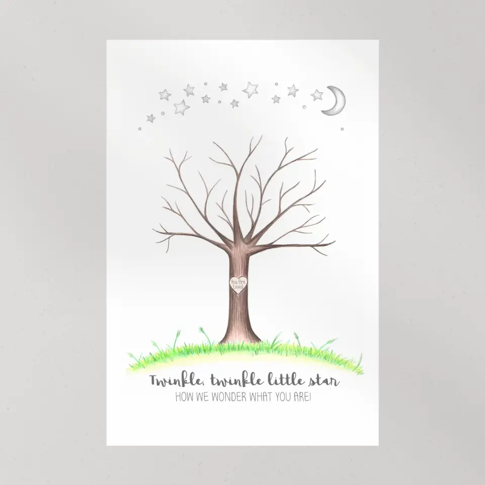 Twinkle Twinkle Little Star Fingerprint Canvas Poster Gender Reveal Gifts