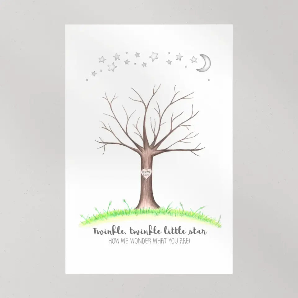 Twinkle Twinkle Little Star Fingerprint Canvas Poster Gender Reveal Gifts