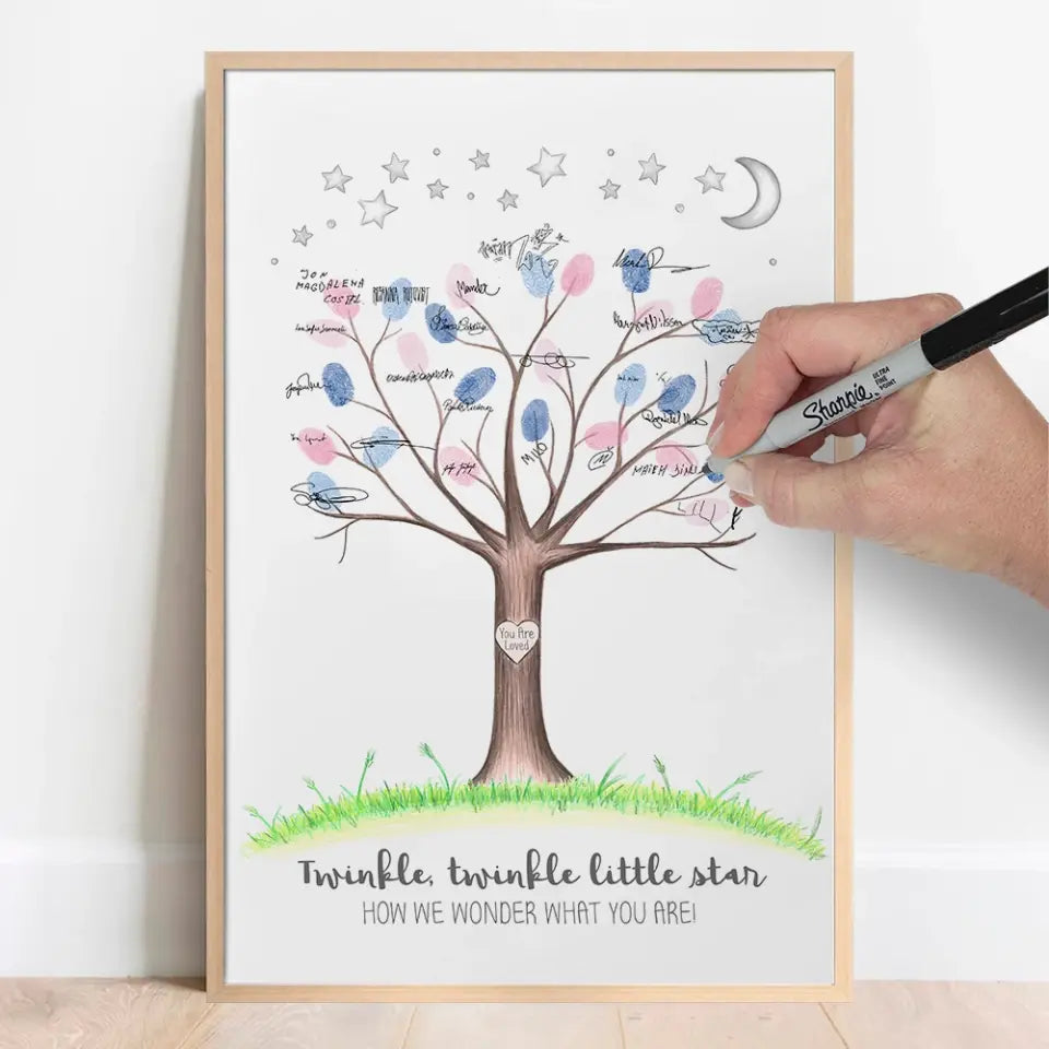 Twinkle Twinkle Little Star Fingerprint Canvas Poster Gender Reveal Gifts