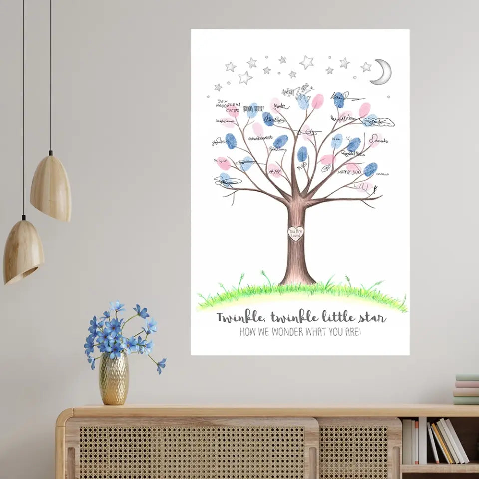 Twinkle Twinkle Little Star Fingerprint Canvas Poster Gender Reveal Gifts