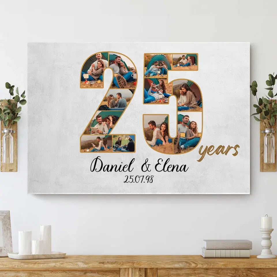 25 Years Anniversary - Canvas Wall Art - Gift For 25 Year Anniversary Birthday | 307IHPNPCA859