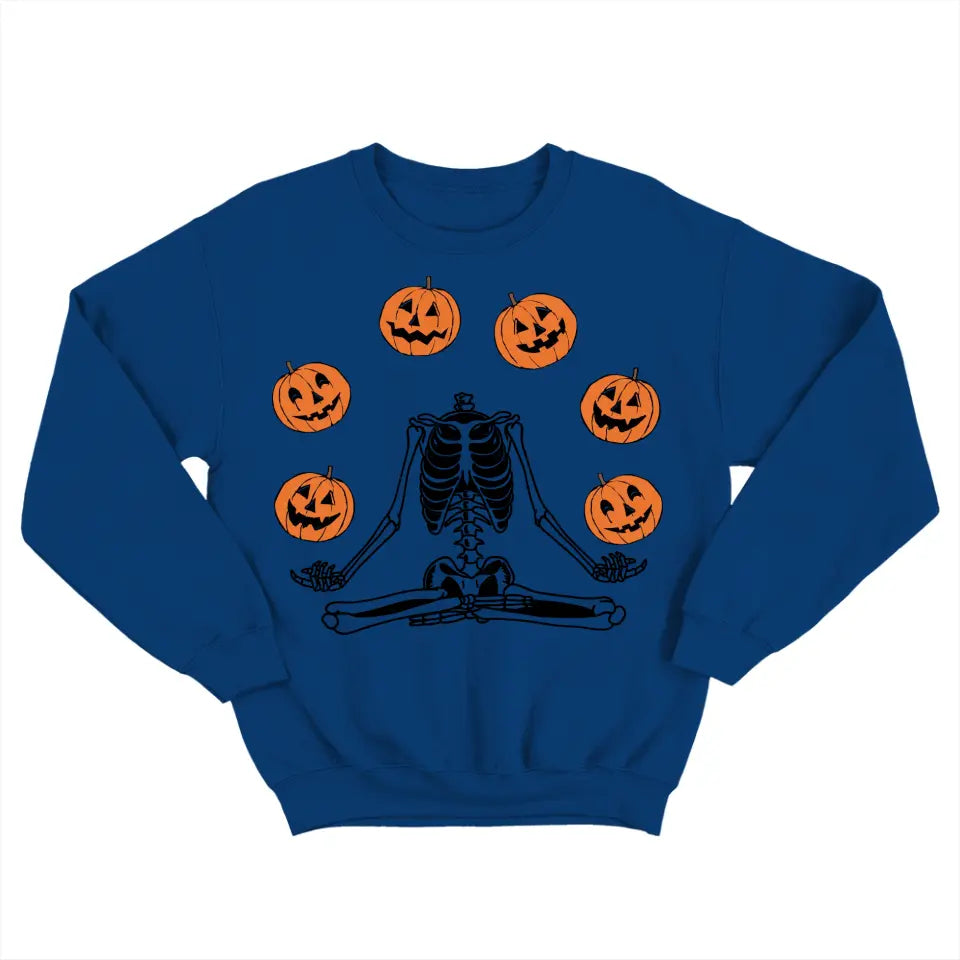 Namaste Pumpkin Skeleton Spooky Shirt - Standard Crew Neck Sweatshirt - Halloween Gift | 307IHPBNTS897