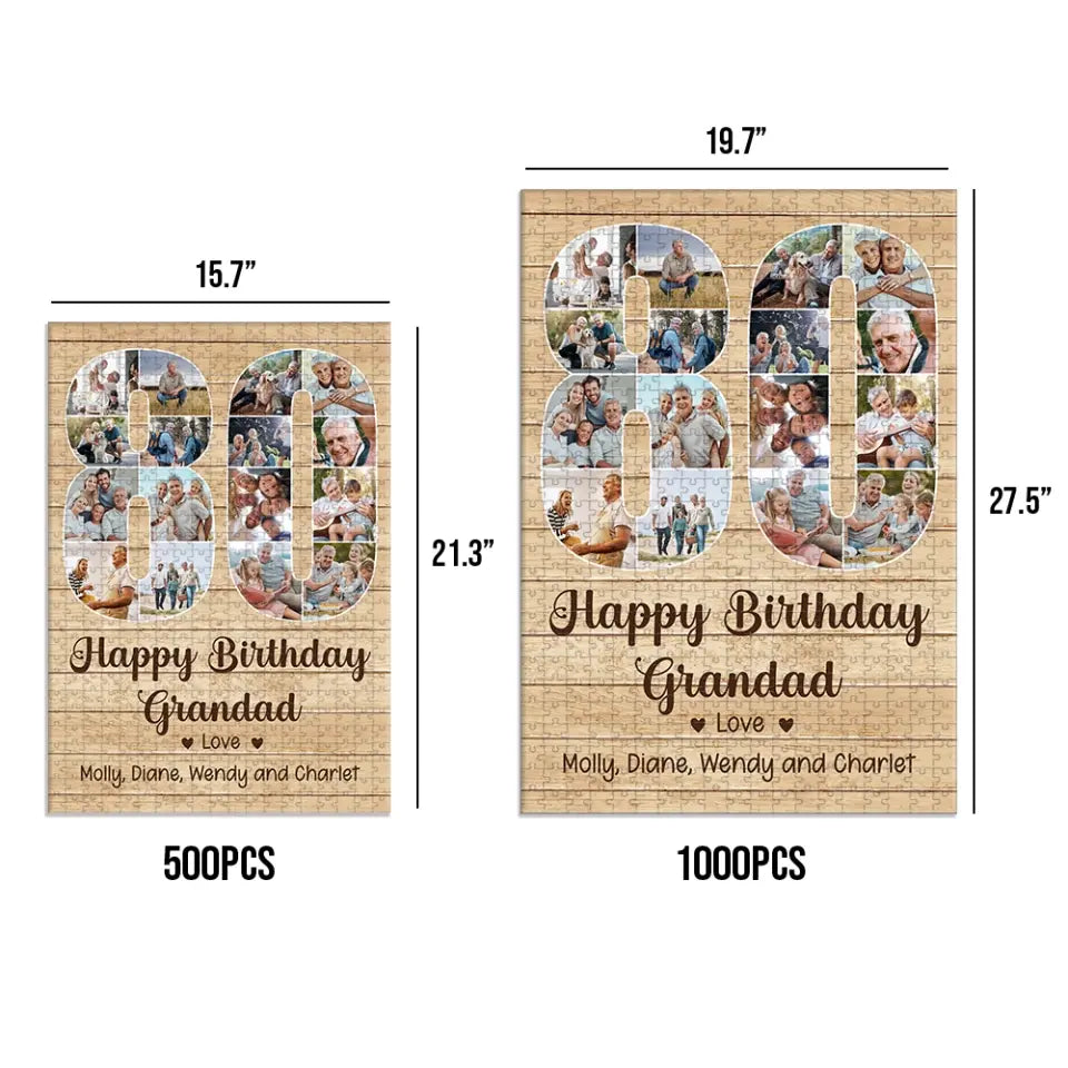 80 Years Birthday Gift - Personalized Puzzle - Birthday Gift For Dad Mom Grandpa Grandma | 306IHPBNPZ786