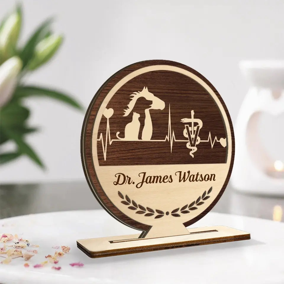 Custom Name Veterinarians Animals Care - 3 Layers Wooden Plaque - Gift for Veterinarians | 307IHPBNWP855