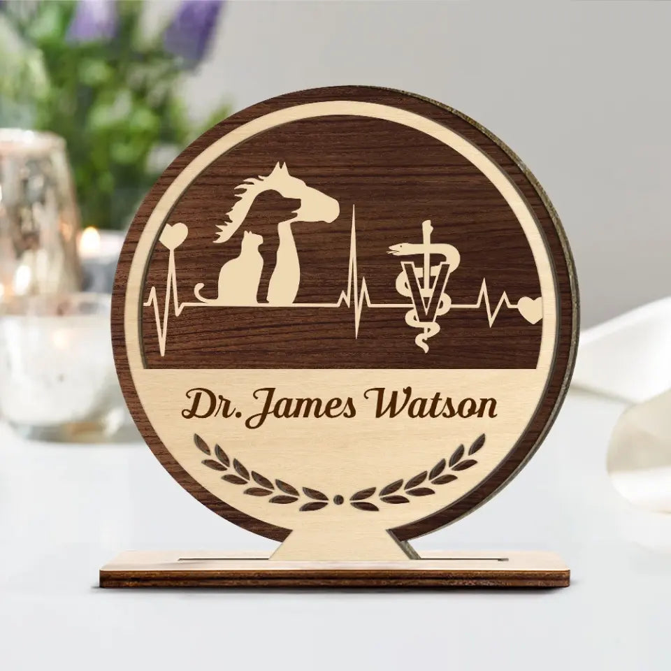 Custom Name Veterinarians Animals Care - 3 Layers Wooden Plaque - Gift for Veterinarians | 307IHPBNWP855