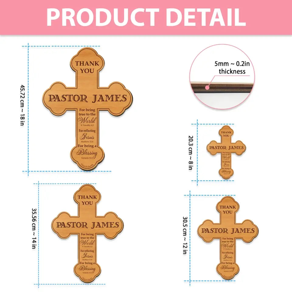 Thank You Pastor For Being True To The World Wooden Sign