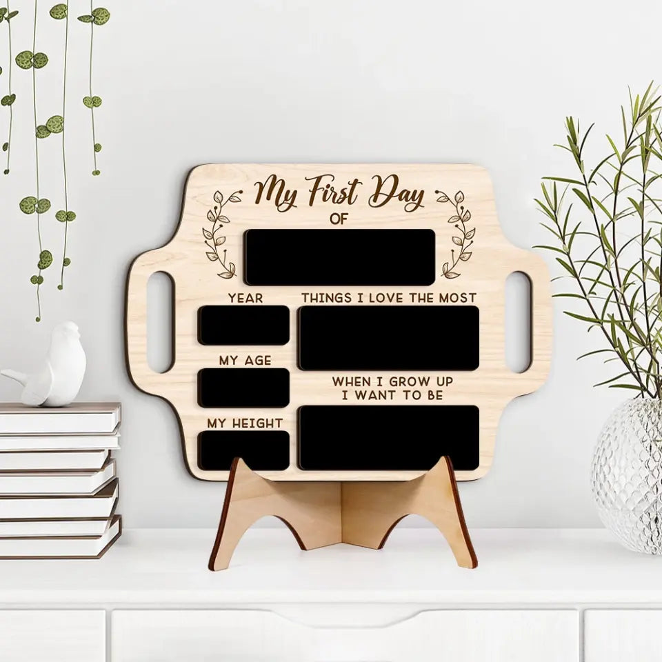 My First Day Of School Hand Writing Custom Wooden Art Back To School Gift
