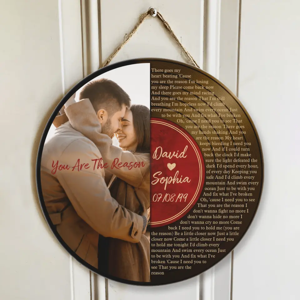 Couple Wooden Sign Vinyl Record Song Lyrics Personalized Wooden Sign