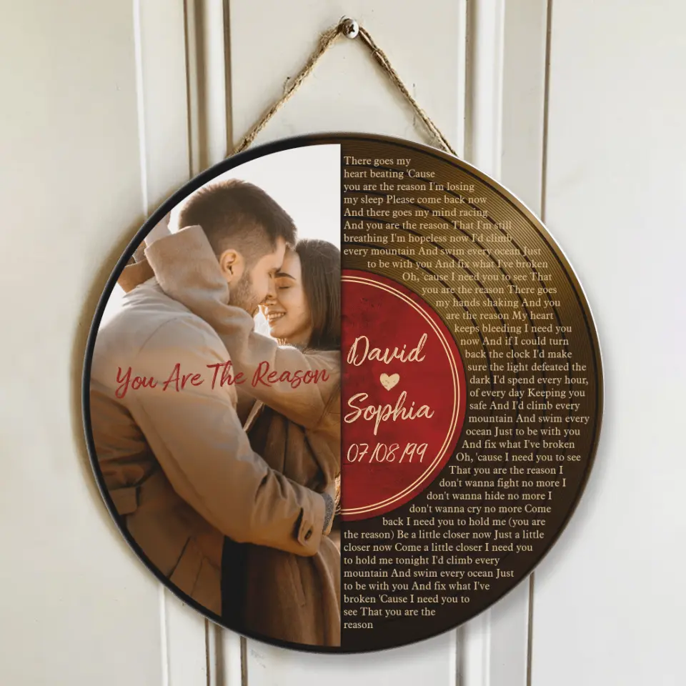 Couple Wooden Sign Vinyl Record Song Lyrics Personalized Wooden Sign