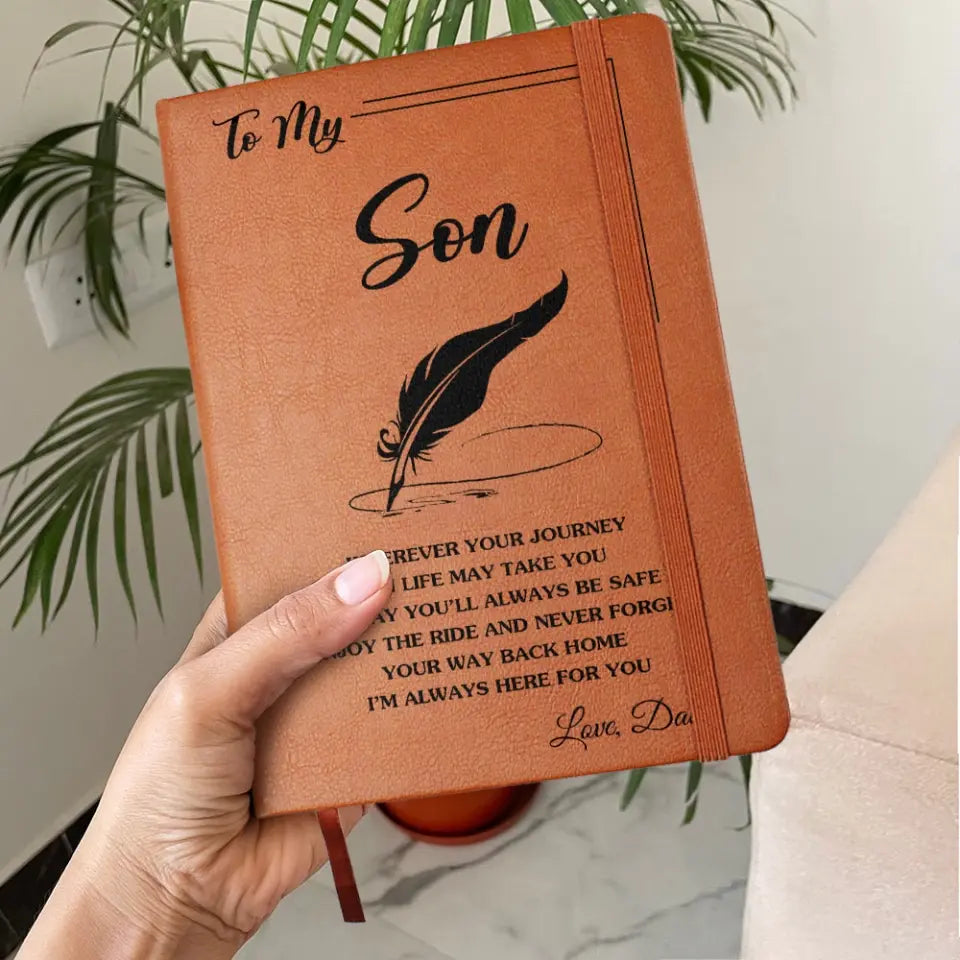 To My Son - Personalized Leather Journal - Anniversary Gift