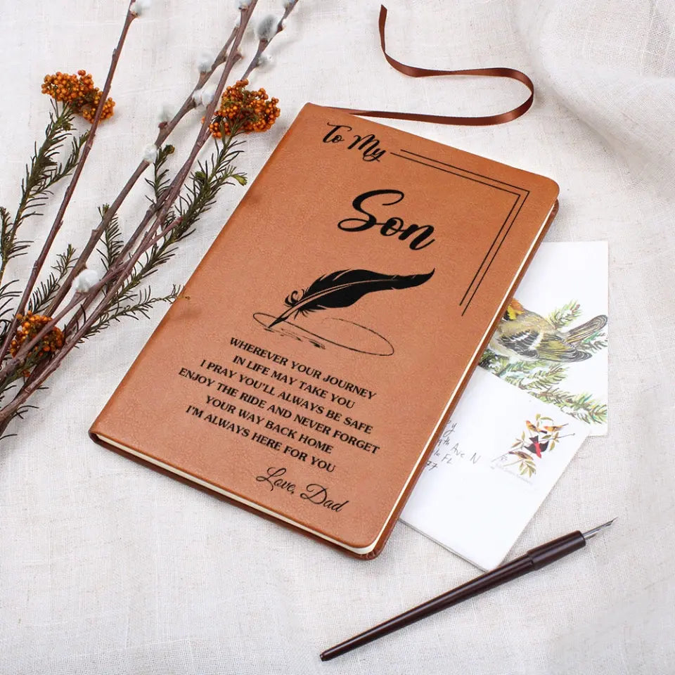 To My Son - Personalized Leather Journal - Anniversary Gift