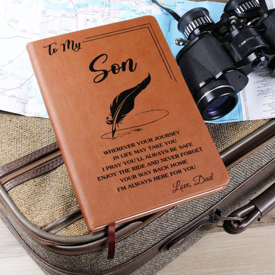 To My Son - Personalized Leather Journal - Anniversary Gift