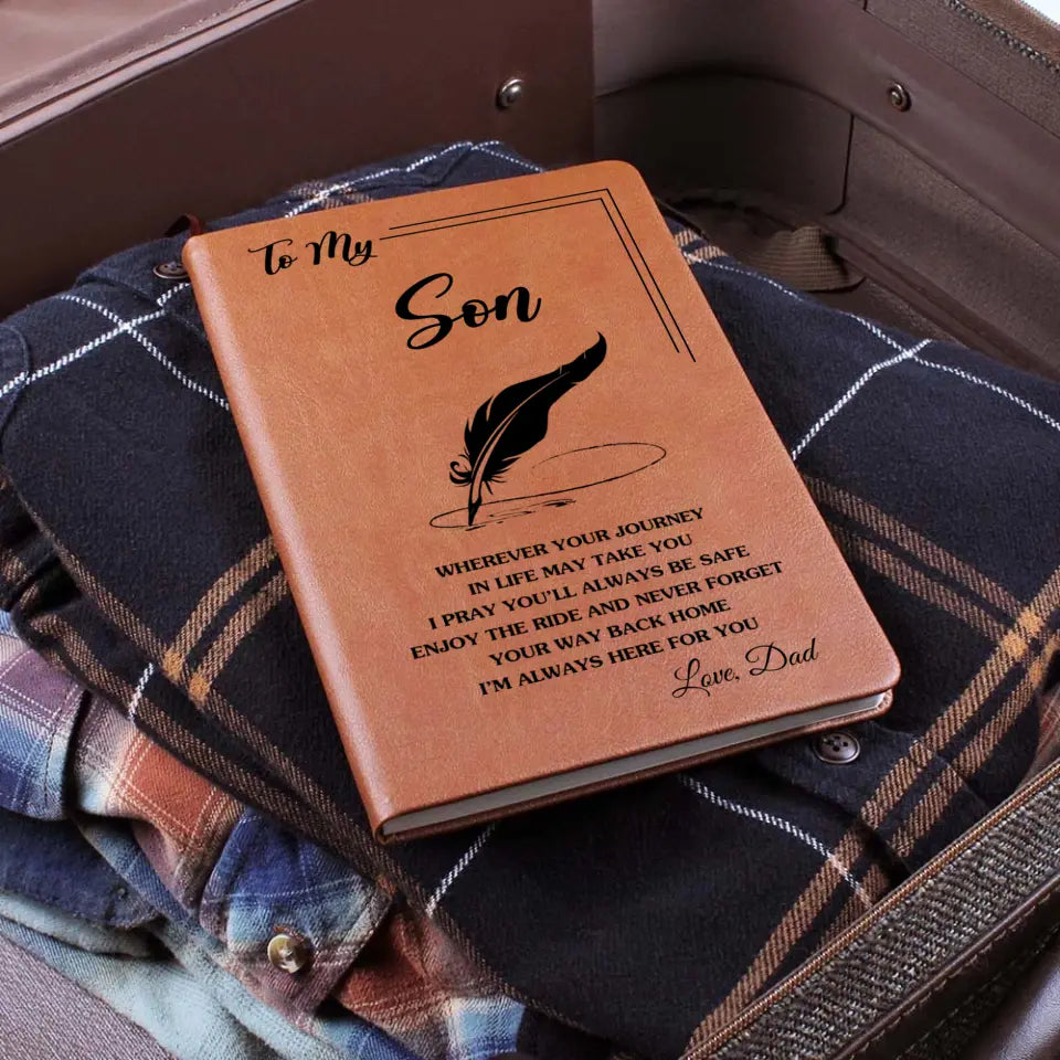 To My Son - Personalized Leather Journal - Anniversary Gift