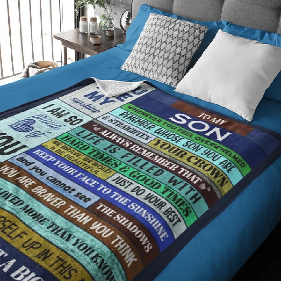 You Are My Sunshine Personalized Fleece Blanket Gift For Son