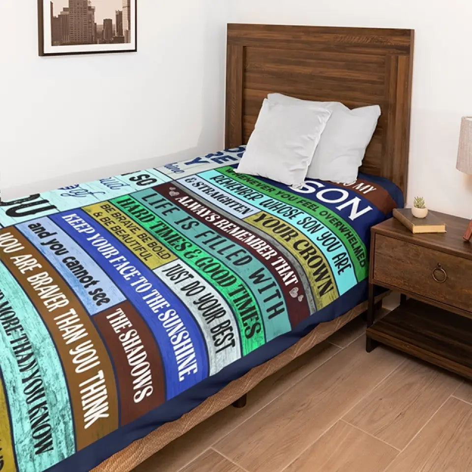 You Are My Sunshine Personalized Fleece Blanket Gift For Son