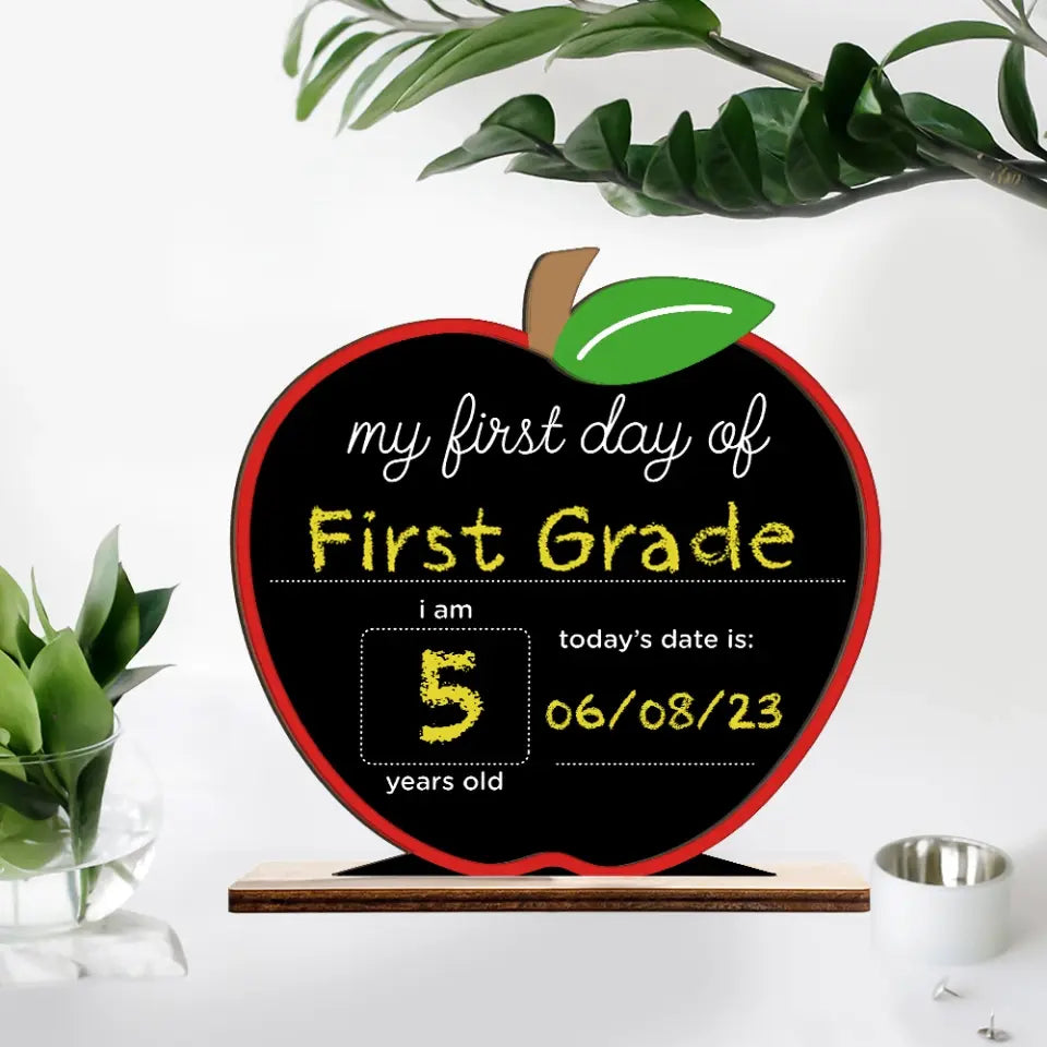 My First Day Of School - Personalized Shaped Plaque - Gift For Kids | 308IHPLNWP903