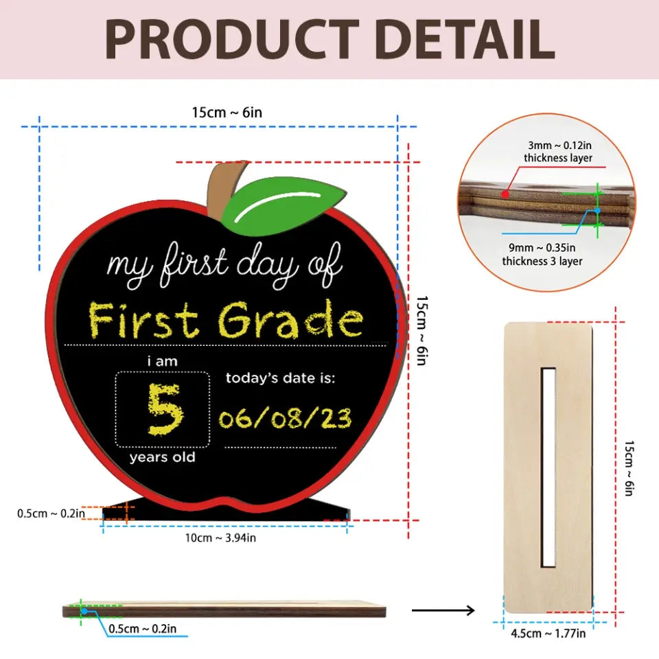 My First Day Of School - Personalized Shaped Plaque - Gift For Kids | 308IHPLNWP903