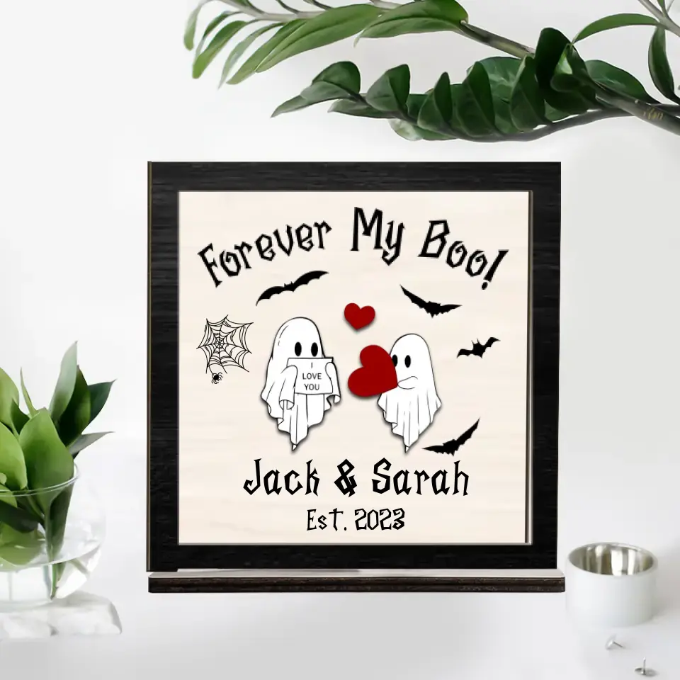 Forever My Boo - Personalized Wooden Plaque - Ghost Sign - Halloween Gift for Couples