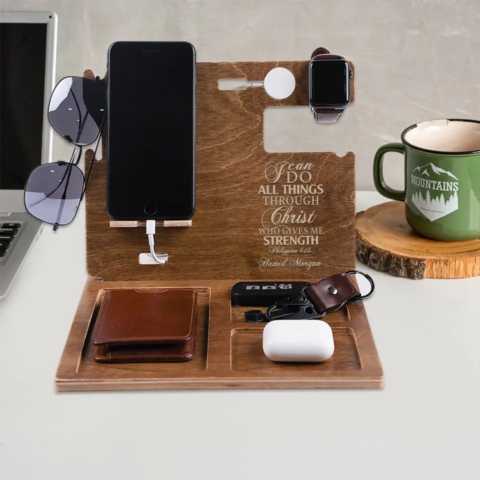 I Can Do All Things Through Christ Who Gives Me Strength - Personalized Dock Station - Gift For Christian
