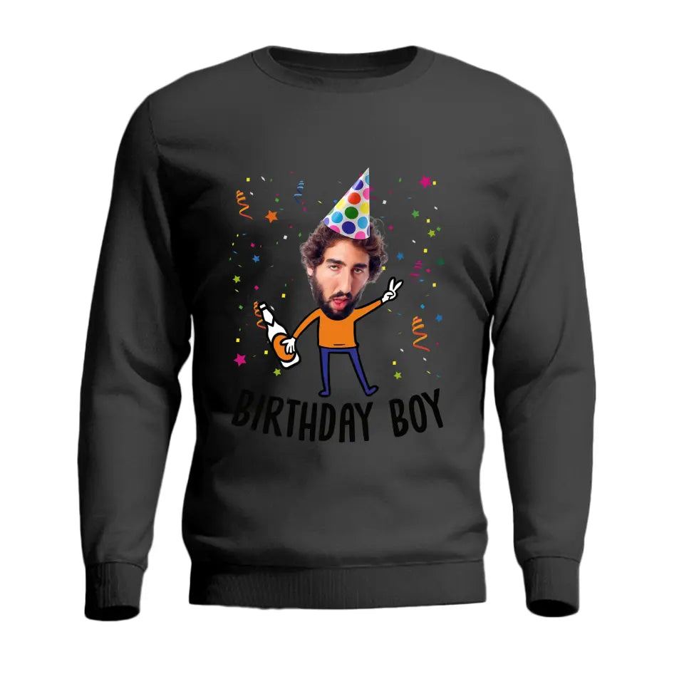 Birthday Girl/Boy with Confetti - Funny T-shirt - Unisex Tee - Personalized Name - Custom Face - Birthday Gift for Female/Male Friend - Birthday Part Keepsake - 303ICNLNTS392