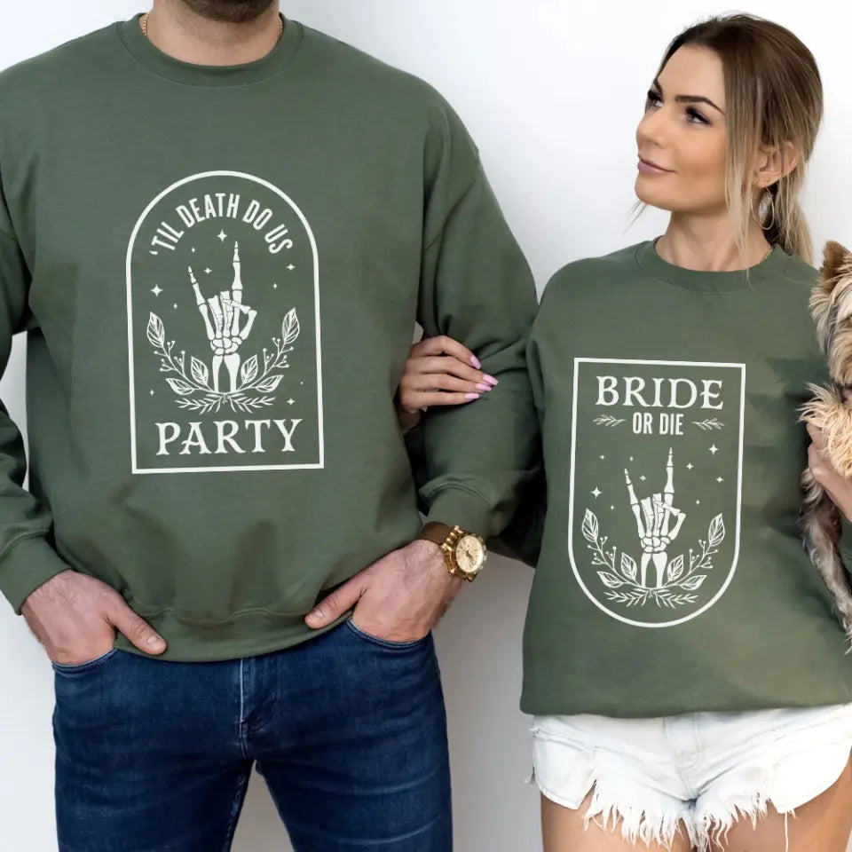 Til Death Do Us Apart Bride Or Die Custom Crewneck Halloween Gift For Couples