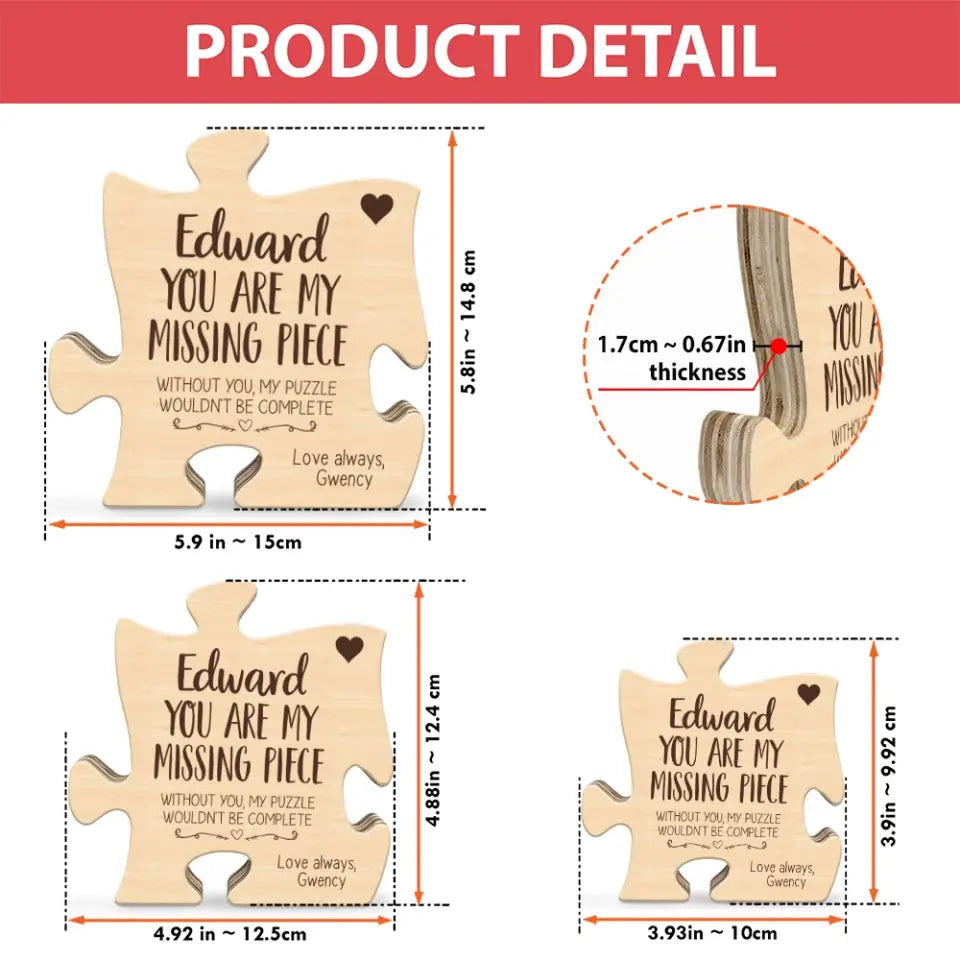 Couple Wooden Sign Without You My Puzzle Wouldn't Be Complete, Gift For Him Her Couple