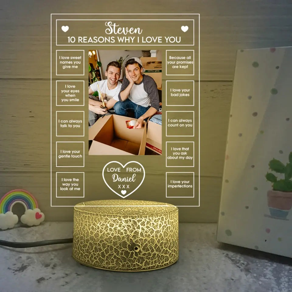 10 Reasons Why I Love You - Personalized 3D LED Light - Sweet Gift For Couples