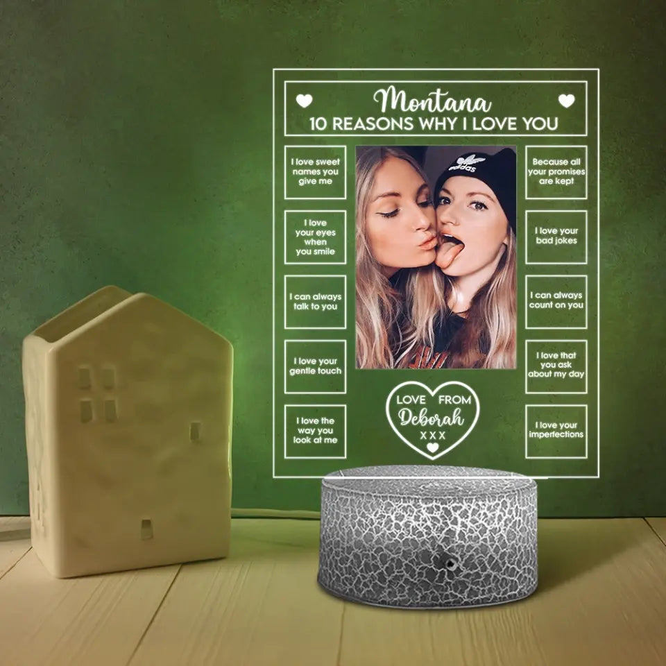 10 Reasons Why I Love You - Personalized 3D LED Light - Sweet Gift For Couples