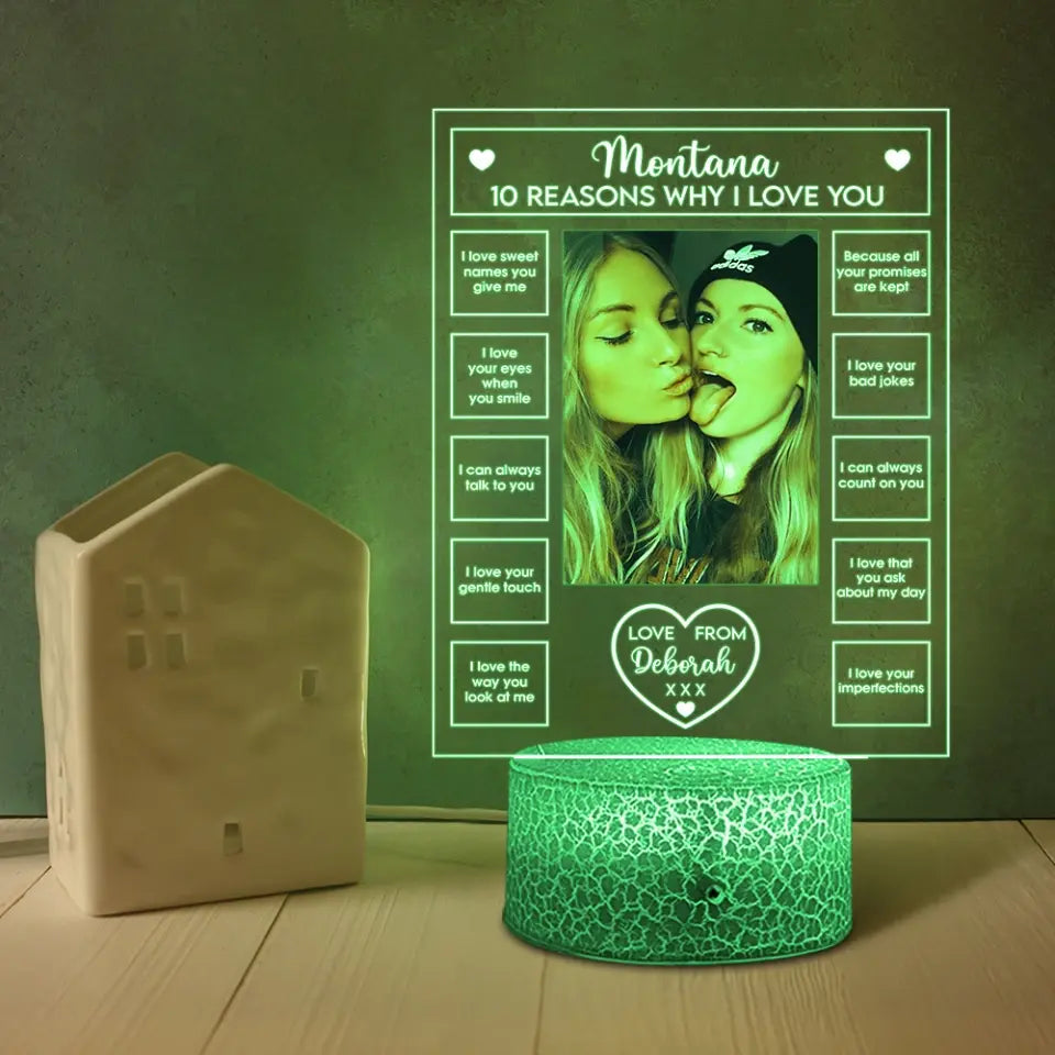 10 Reasons Why I Love You - Personalized 3D LED Light - Sweet Gift For Couples