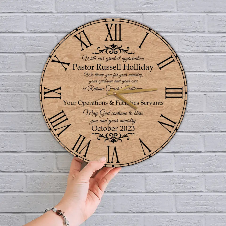 May God Continue To Bless You and Your Ministry, Personalized Wall Clock, Gift For Pastor | 309IHPLNWC628
