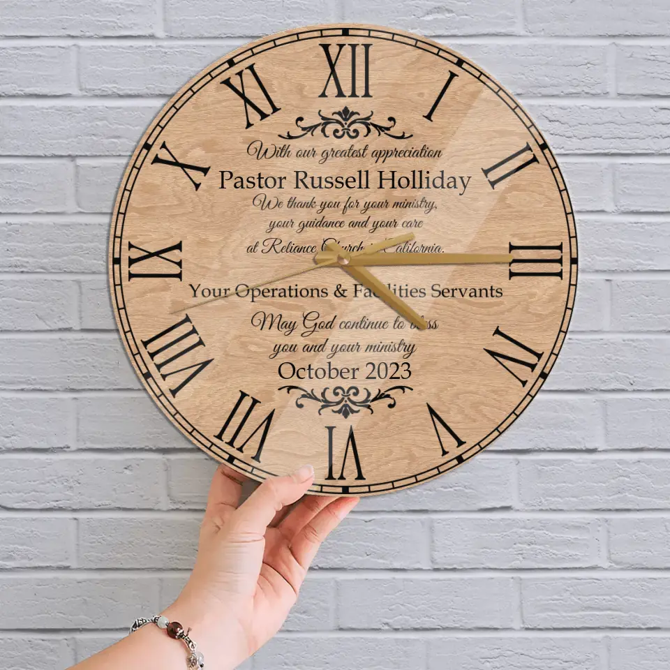 May God Continue To Bless You and Your Ministry, Personalized Wall Clock, Gift For Pastor | 309IHPLNWC628